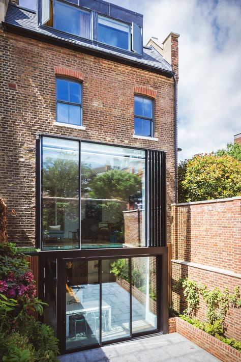 A two-storey fully glazed extension and basement extension to a end-of-terrace property in West Hampstead, London. Basement Extension, Glazed Extension, West Hampstead, Hampstead London, Glass Extension, Rear Extension, St Albans, House Extensions, Salisbury