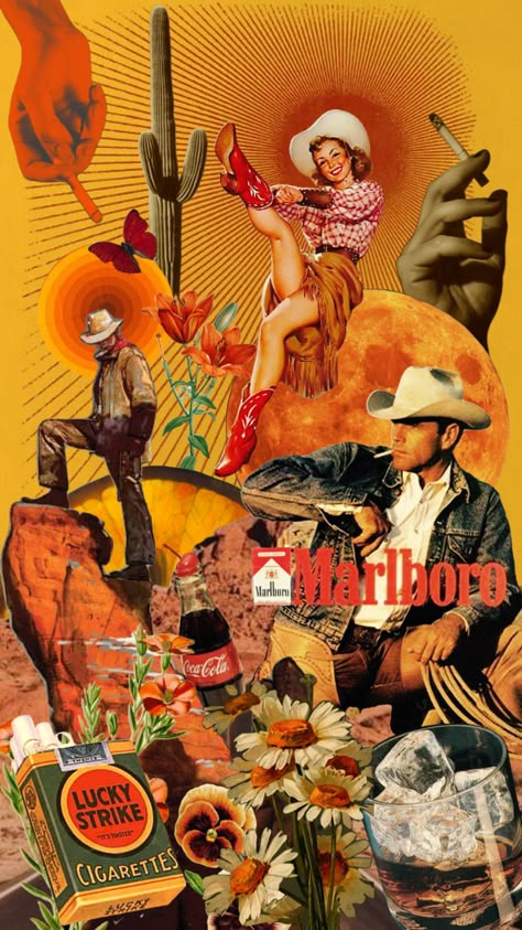 #western #retro #cowboy #ciggarette #westernaesthetic #smokingaesthetic Colorful Cowboy Aesthetic, Neo Western Aesthetic, Western Maximalism, Retro Cowboy Art, Retro Western Aesthetic Wallpaper, Cute Wallpapers Aesthetic Vintage, Western Americana Aesthetic, Groovy Cowboy Aesthetic, Retro Western Decor