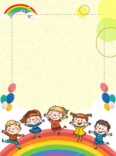 Children's Day Poster, Rainbow Border, Butterfly Rainbow, Rainbow Cartoon, Balloon Cartoon, Fish Coloring Page, Digital Invitations Wedding, Rose Gold Wallpaper, Psd Background