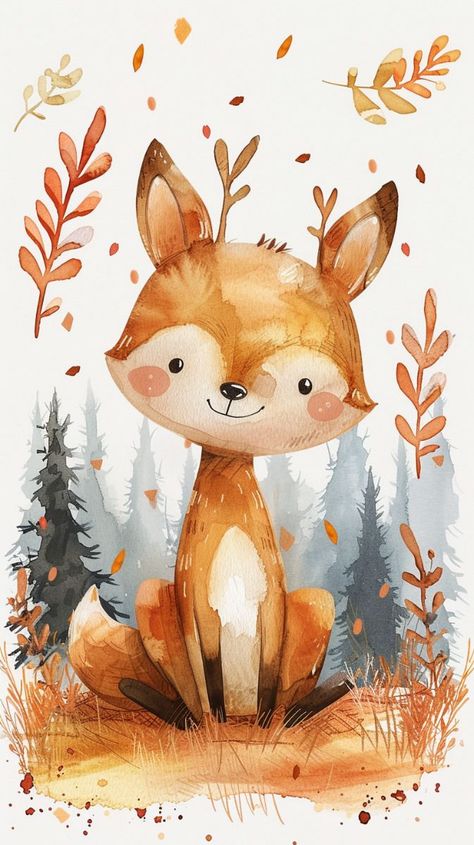 design woodland animal cute painting poster Woodland Creature Watercolor, Cat Character Drawing, Woodland Animals Illustration, Baby Woodland Animals, Forest Animals Illustration, Watercolor Woodland Animals, Woodland Illustration, Woodland Animal Art, Cute Painting