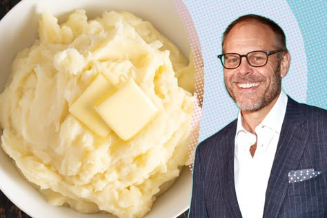 Alton Brown's Mashed Potatoes Aren't Mashed (That's Why They're So Good) Condensed Milk Recipes Easy, Holiday Dinner Ideas, Best Ina Garten Recipes, Thanksgiving Hosting, Celebrity Chef Recipes, Canned Salmon Recipes, Potatoes And Rice, Perfect Mashed Potatoes, 3 Ingredient Desserts