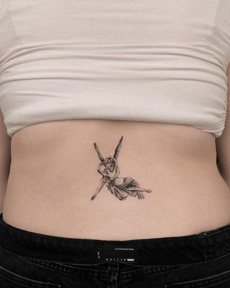 Aphrodite Tattoo Thigh, Cupid And Psyche Tattoo, Sappho Tattoo, Aphrodite Tattoo, Kissing Drawing, Cupid Tattoo, Kiss Tattoos, Romantic Tattoo, Antonio Canova