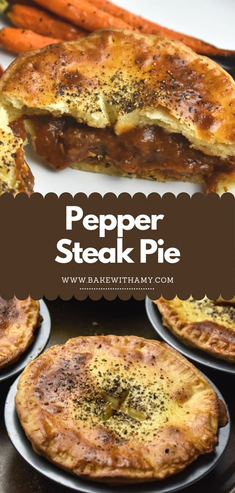 Crumbed Steak, Pepper Steak Pie, Beef Pepper Steak, Steak Pie Recipe, Beef Pie Recipe, Dinner Pie, Feta Pie, Steak Pie, Meat Pie Recipe