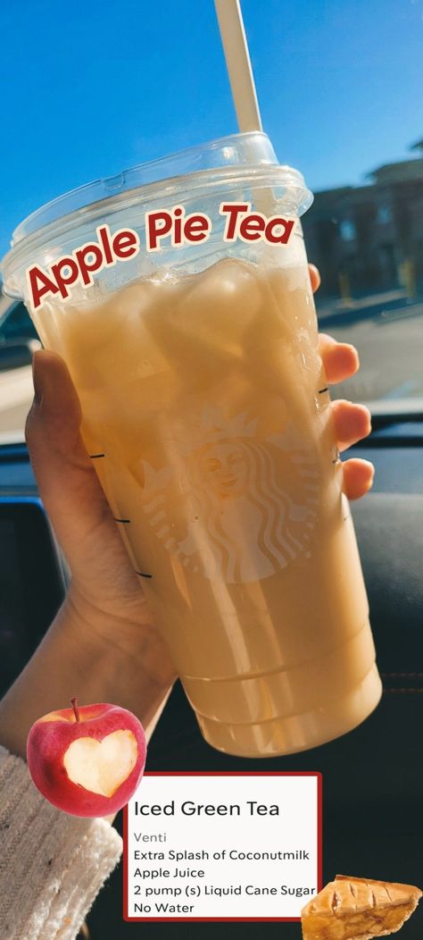 Starbucks Drinks With Green Tea, Apple Pie Starbucks Drink, Starbucks Recipes Tea, Tea Drinks Starbucks, Starbucks Tea Drinks Recipes, Starbucks Iced Tea Drinks, Starbucks Tea Drinks, Starbucks Tea Recipes, Starbucks Teas Drinks