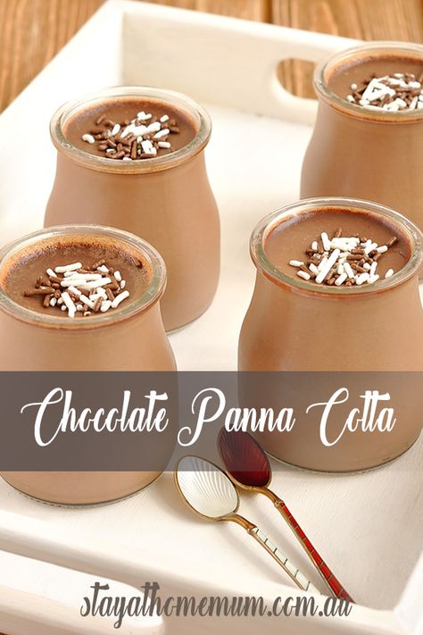 Frugal Grocery Shopping, Chocolate Panna Cotta, Desert Cups, Panna Cotta Recipe, Stay At Home Mum, Unflavored Gelatin, Slices Recipes, Fruit Jelly, Beautiful Desserts