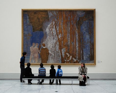 why do museums not let you bring bags inside like what do they think you are going to do, throw a huge painting in there and walk out ??? People In Museum, Painting In Museum, Constant Montald, Huge Paintings, Huge Art, Bags Inside, Miss Moss, Moss Art, Larger Than Life