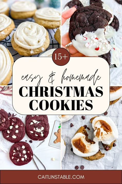 Check out these 15+ Christmas cookies for your next party or cookie exchange! These easy dessert recipes show you how to bake the best holiday treats and are perfect for kids or work. Find these homemade cookie ideas and more Christmas treats on caitlinstable.com. Easy Christmas Baked Gifts, Christmas Cookie Bake Off Ideas, Cookies To Bring To A Party, Easy Winter Cookie Recipes, Christmas Cookies To Do With Kids, Easy Cookie Box Recipes, Christmas Pretzel Cookies, Easy Christmas Cookie Exchange Recipes, Easy Holiday Cookies For Kids