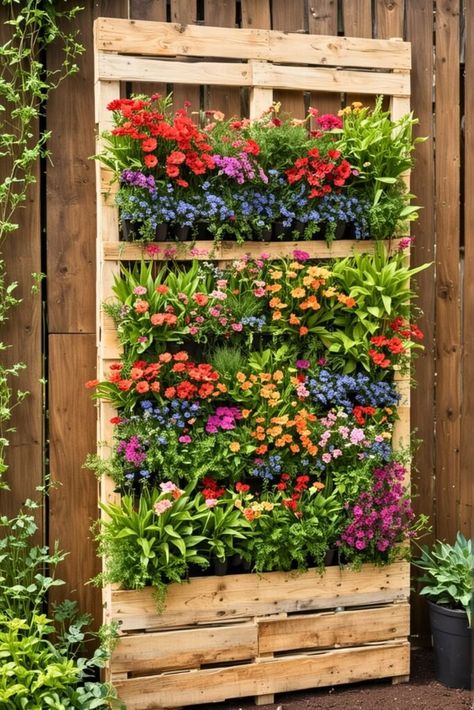 20 Unconventional Pallet Projects For DIY Fanatics Pallet Yard Art, Planting In Pallets, Diy With Pallets Ideas, Pallet Wall Planter, Pallet Outdoor Projects, Wood Palette Ideas, Pallet Birdhouse, Palate Projects, Pallet Projects Outdoor