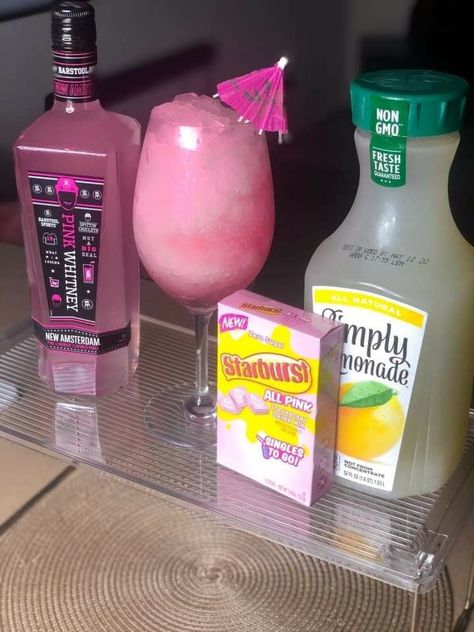 Pink Whitney + Simply Lemonade 🍋 + with STARburst pink lemonade singles. perf... -  Pink Whitney + Simply Lemonade 🍋 + with STARburst pink lemonade singles. perfection by   IG: FLYE75 Twitter: FLYE75 Tik Tok: FLYE75 Pink Whitney, Simply Lemonade, Fun Drinks Alcohol, Pretty Alcoholic Drinks, Alcholic Drinks, Birthday Drinks, Mixed Drinks Alcohol, Yummy Alcoholic Drinks, Liquor Drinks