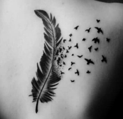 Dove Feather Tattoo Feather Bird Tattoo Shoulder, Feather With Birds Tattoo, Dove Tattoo Design, Vogel Tattoo, Petit Tattoo, Feather Tattoo Design, Arrow Tattoos, Feather Tattoo, Feather Tattoos