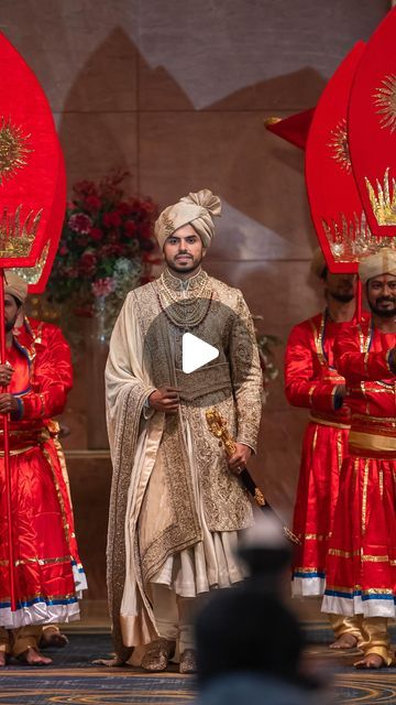 Reet on Instagram: "The groom’s royal entry is a grand and majestic moment, symbolizing his arrival in style, surrounded by celebration, tradition, and the excitement of his new journey ✨👑  The song is sung by our dashing Groom ✨  Wedding planned and executed : @reetentertainment  Bride : @bianca.ajmera  Groom : @adarsh.ajmera  Photographer : @rambherwaniproductions   #wedding #weddingday #groom #decor #weddingplanner #destinationwedding #family #bride #weddingdecor #couple #couplegoals #weddinginspiration #indianwedding #eventplanner #beautiful #royalwedding   [ Wedding, Couple, Groom, Bride, Destination Wedding, Wedding Planner, Decor ]" Royal Entry For Wedding, Royal Wedding Entry, Groom Entry Song, Groom Entry Ideas Indian Wedding, Bride And Groom Entry, Bride Groom Entry, Groom Entry, Bride Entry, Royal Theme