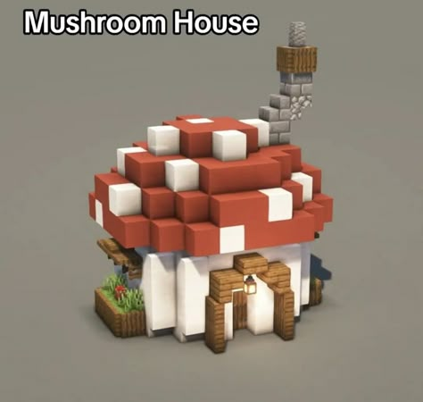 Minecraft Builds Idea, Fun Things To Build In Minecraft Survival, Mc Shop Ideas, Minecraft Mushroom Builds Tutorial, Mushroom Build Minecraft, Minecraft Carrot House, Apple House Minecraft, Mushroom Roof Minecraft, Mushrooms Minecraft