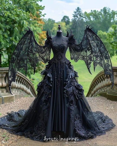 Dragon Gown, Dreamy Romantic Wedding, Fall Menswear, Halloween Customs, Gothic Dragon, Fun Office, Spooky Party, Witch Dress, Autumn Trends