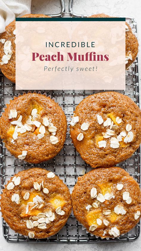 Peach Yogurt Muffins, Peach Muffin, Peach Muffin Recipes, Molasses Muffins, Fruit Muffins, Peach Muffins, Meal Prep Snacks, Clean And Delicious, Peach Puree