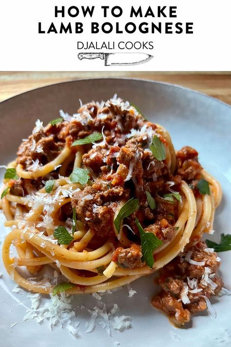 Lamb Noodles Recipes, Lamb Pasta Sauce, Lamb Bolognese Recipes, Ground Lamb Pasta, Ground Lamb Pasta Recipes, Lamb Pasta Recipes, Lamb Spaghetti, Lamb Sauce Recipes, Lamb Meals