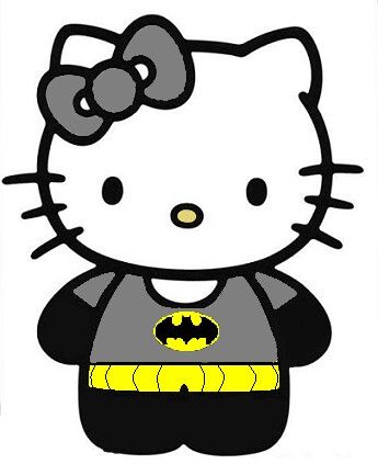 Hello kitty batman! Andy Biersack and Ashley Purdy!!!  ♡♥ Hello Kitty Batman Pfp, Hello Kitty And Batman Drawing, Batman And Hello Kitty Drawing, Hello Kitty And Batman Couple, Batman And Hello Kitty, Batman Hello Kitty, Spider Man Hello Kitty, Hello Kitty Batman, Black Hello Kitty