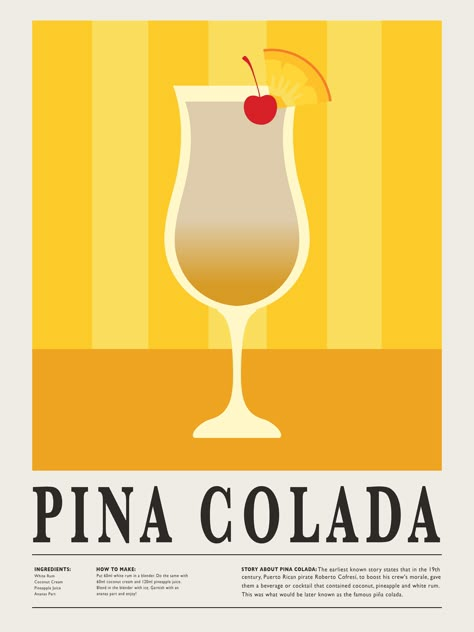 aesthetic cocktail poster Vintage Cocktail Poster, Gin Room, Pina Colada Drinks, Coffee With Alcohol, Cocktail Illustration, Cocktail Poster, Vintage Poster Design, Cocktail Book, Movie Prints