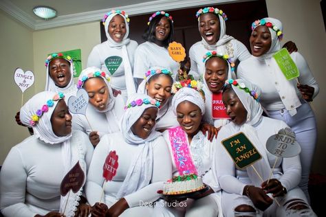 Our beautiful Muslim Maidens looking pretty in our bridal shower accessories. Contact us on 0243305416 for all your bridal needs. Muslim Bridal, Bridal Shower Outfit, Shower Accessories, Hijab Fashion, Contact Us, Bridal Shower, Shower, Quick Saves