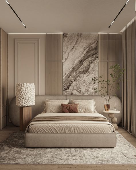 Master Bedroom White Bed Back Design, Hotel Master Suite Design, Bed Backdrop Design, White Villa Design, Neo Classical Interiors Bedroom, Contemporary Bedroom Design Luxury, Neo Classic Majlis, Neo Classical Bedroom, Luxury Bedroom Design Master Suite