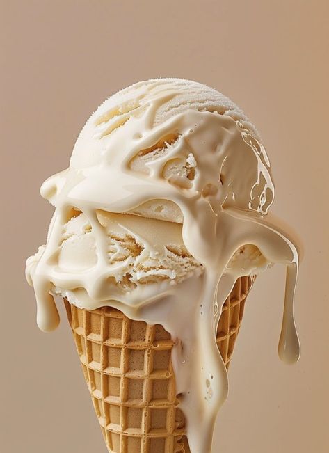 Ice Cream Shots, Ice Cream Photoshoot, Vanilla Ice Cream Cone, Ice Cream Pictures, Ice Cream Vanilla, Melted Ice Cream, Ice Cream Images, Cone Ice Cream, Cream Photography