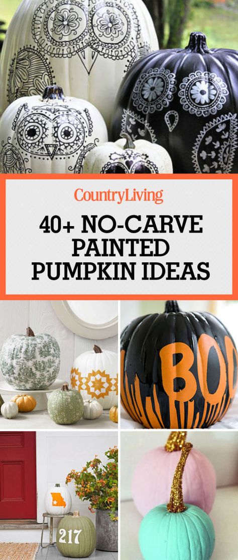 Easy Painted Pumpkins, Creative Pumpkin Painting Ideas, Pumpkins Carving, Paper Plate Masks, Painted Pumpkin Ideas, Fall And Halloween Decor, Deco Fruit, Creative Pumpkin Painting, No Carve Pumpkin Decorating