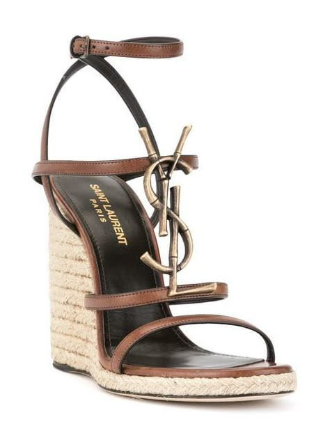 Saint Laurent monogram strappy wedge espadrilles Must Have Heels, Classy Mini Dresses, Saint Laurent Heels, Sunset Outfit, Boots With Heels, Take Me Home Country Roads, Jimmy Choo Bridal, Aquazzura Heels, It Shoes