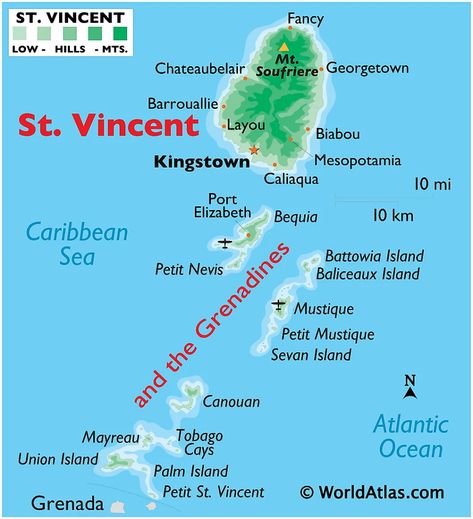 America Outline, St Vincent And The Grenadines, Bequia, World Atlas, Saint Vincent And The Grenadines, Physical Map, North America Map, Satellite Maps, Palm Island