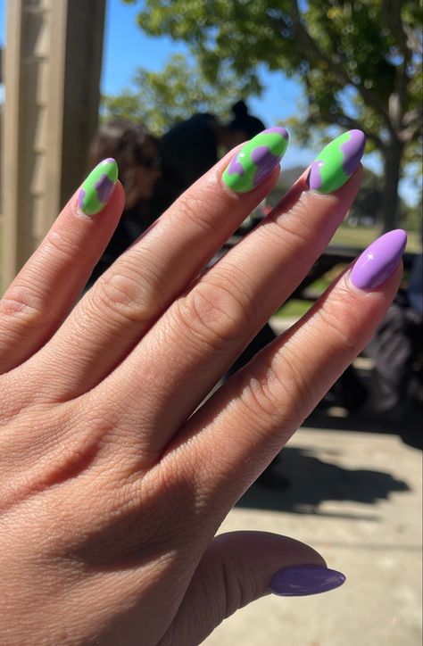 Green and purple summer nails Green And Purple Nails, Purple And Green Nails, Purple Summer Nails, Green Nail Polish, Purple And Green, Purple Nails, Green Nails, Fashion Nails, Green And Purple