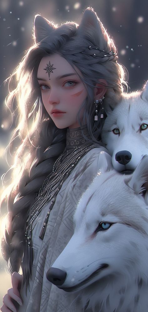 Yandere Girl, Avatar Fan Art, Japon Illustration, Wolf Girl, Fantasy Creatures Art, Anime Wolf, White Wolf, Beautiful Fantasy Art, Hey There