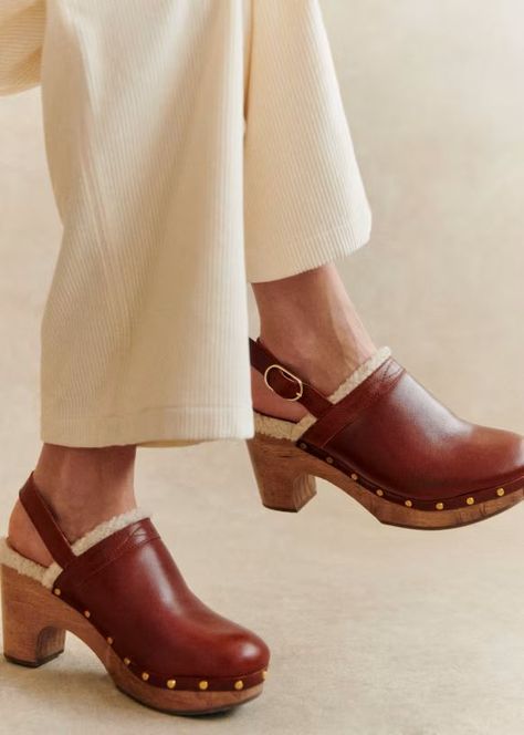 Taylor Clogs | Sezane Paris - US Clog Outfit, Platform Clogs Shoes, Clogs Outfit, High Heel Clogs, Clog Boots, Wooden Clogs, Platform Clogs, Clog Heels, Suit Shoes