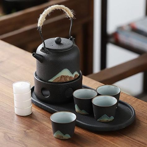 Best Ceramics Japanese Style Kongfu Teaset Ceramic Tea Set Candle Warm Teaware Teapot Tray Cup Teaset Ceramic, Ceramics Japanese, Ceramic Teapot Set, Japanese Ceramic Tea Set, Chinese Tea Set Aesthetic, Japanese Tea Ceremony Set, Traditional Japanese Tea Set, Gongfu Tea Set, Tea Warmer