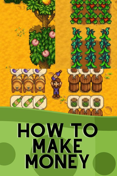 Stardew Valley Forest Farm Design No Mods, Stardew Valley Farm Layout Standard Beginner, Stardew Money Tips, Most Profitable Crops Stardew Valley, Stardew Valley Crop Layout, Stardew Valley Guides, Stardew Valley Profit, Stardew Valley Tips For Beginners, Stardew Valley Money Guide