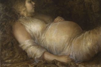 "Pregnant Woman, Therese," by Helene Knoop, oil on canvas, 2008. Targaryen Family Tree, Pregnant Woman, True Art, Woman Drawing, Ethereal Art, Pose Reference Photo, Woman Painting, Painting Style, Figurative Art