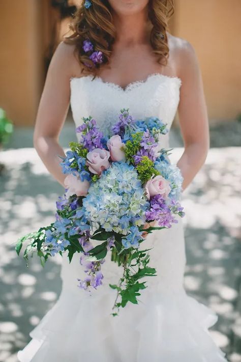 Blue, Pink and Purple Loose Bridal Bouquet in Texas Blue Wedding Flowers Bouquet, Pearl Bridal Bouquet, White Wedding Flowers Bouquet, Hydrangea Bouquet Wedding, Bridal Bouquet Blue, Hydrangea Wedding, Purple Wedding Bouquets, Light Blue Wedding, Lavender Bouquet