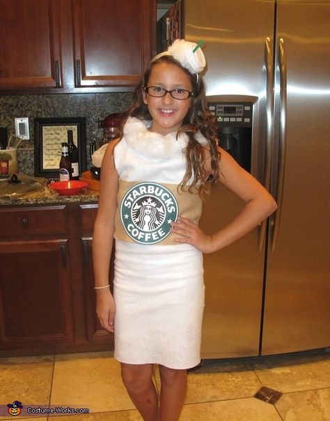 Starbucks Vanilla Latte Costume - 2013 Halloween Costume Contest via @costumeworks Starbucks Halloween Costume, Starbucks Vanilla Latte, Starbucks Costume, Starbucks Vanilla, Pumpkin Halloween Costume, Hallowen Ideas, Starbucks Halloween, Homemade Costume, Holloween Costume