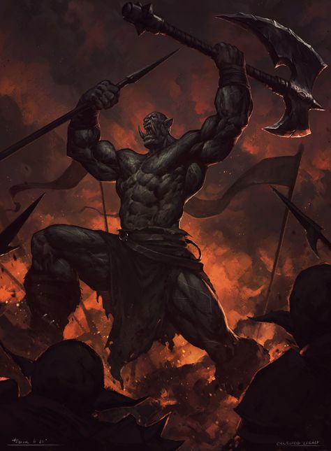 ArtStation - Orcblood Legacy - Fangdar, Todor Hristov Orc God, Dungeons And Dragons Art, New Fantasy, Paintings And Drawings, Epic Photos, Image Painting, Monster Art, Fantasy Illustration, Medieval Fantasy