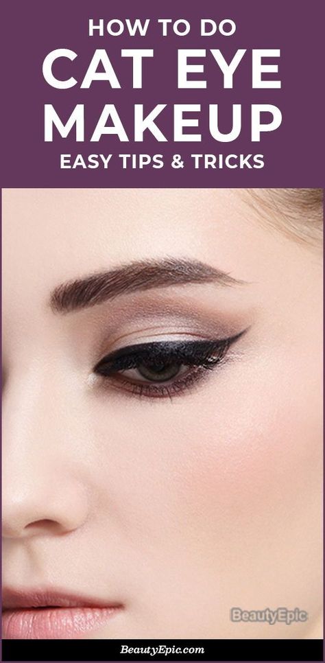 How To Make Cat Eyes With Eyeliner, How To Cat Eyeliner, Cat Eye Tutorial Step By Step, Easy Cat Eyeliner, Simple Cat Eye Makeup, Cat Eye Makeup Halloween, Smokey Cat Eye Makeup, Eye Makeup Easy, Simple Cat Makeup