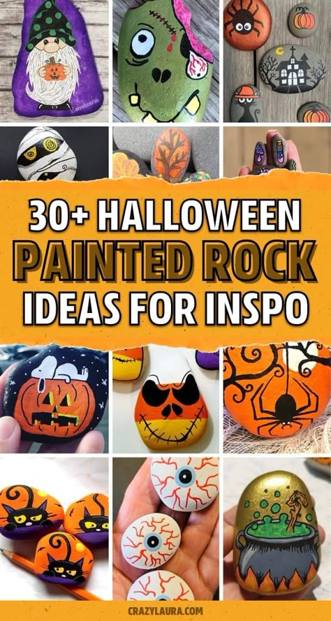 Halloween Painted Rocks, Painted Rock Ideas, Fun Holiday Crafts, Fun Halloween Crafts, Halloween Rocks, Easy Halloween Crafts, Painted Rocks Diy, Rock Painting Ideas Easy, Rock Painting Patterns