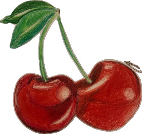 A realistic drawing of deep red cherries with green leaves Realistic Fruit Drawing, Drawing Fruits, Cherry Drawing, Fruit Drawing, Fruit Art Drawings, Fruits Drawing, Realistic Drawing, Fruit Art, Realistic Drawings