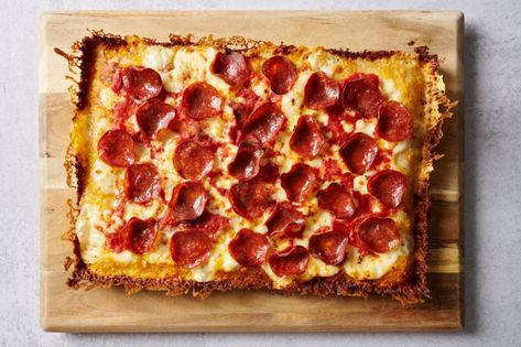 Sourdough Detroit-Style Pizza Recipe | The Perfect Loaf Sourdough Detroit Style Pizza, Detroit Style Pizza Recipe, Corn Free Recipes, Detroit Pizza, The Perfect Loaf, Cheese Crust, Sourdough Pizza, Bread Baker, Bakery Desserts