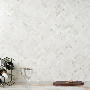 Stone Mosaic Wall, Marble Herringbone, White Marble Tiles, Herringbone Backsplash, White Herringbone, Ivy Hill Tile, Herringbone Tile, Marble Mosaic Tiles, Brick Tiles