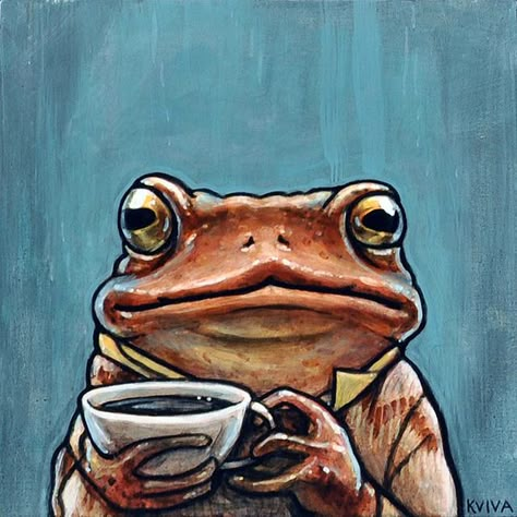 Frog Illustration, Frog Pictures, Arte 8 Bits, Frog Art, A Frog, Frog And Toad, Cute Frogs, A Cup Of Coffee, Cup Of Tea