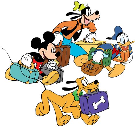 Clip art of Mickey Mouse, Goofy, Donald Duck and Pluto going on vacation #disney, #mickeymouse, #donaldduck, #goofy, #pluto Disney Characters Halloween, Mickey Mouse Png, Pluto Disney, Disney Best Friends, Halloween Jokes, Disneyland Halloween, Halloween Disney, Mickey Mouse Halloween, Mickey Halloween