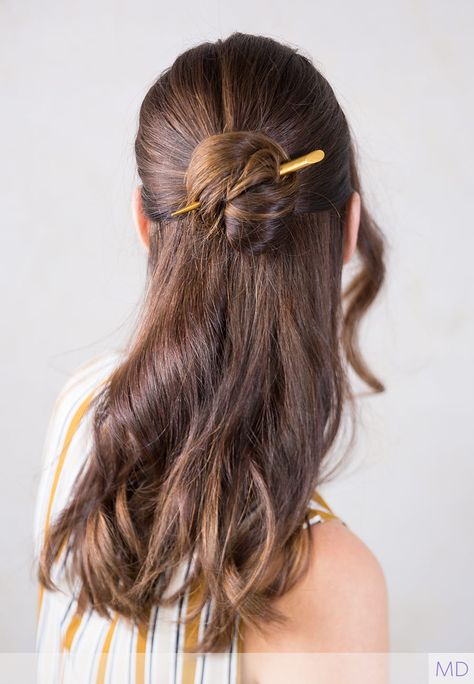 Golden hair stick shines in a beautiful half up Celtic knot bun. She glows in Lilla Rose! A simple tapered stick for a lovely minimalistic look. Every day beauty with unique and versatile accessories made for every woman. #hairstyles #hairsticks #shoulderlengthhair Hairsticks Hairstyles, Chinese Bun Hairstyle, Hair Stick Styles Tutorials, Hair Stick Hairstyles, Stick Hairstyles, Hair Stick Styles, Hairstick Hairstyles, Valentine Doodles, Bun Stick