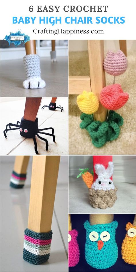 Add a style to your baby's high chair with this selection of Crochet chair socks patterns. Perfect for keeping furniture legs scratch-free. Crochet Chair Socks, Chair Socks Pattern, Crochet Chair, Chair Socks, Crochet Shark, Chair Leg Covers, One Skein Crochet, Crochet Leaf Patterns, Crochet Tutorial Pattern