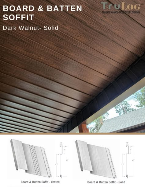 Aluminum Soffit That Looks Like Wood, Metal Soffit Exterior, Soffit And Fascia Ideas Exterior, Brown Soffit And Fascia, Sofits And Facias Exterior, Cedar Soffit And Fascia, Wooden Soffit Exterior, Wood Soffit Exterior Modern, Fascia And Soffit Ideas