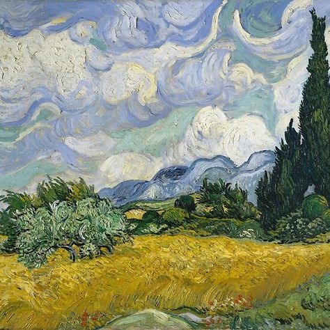 Wheat Field With Cypresses by Vincent van Gogh Wheat Field With Cypresses, فنسنت فان جوخ, Vincent Willem Van Gogh, National Gallery London, Art Van Gogh, Van Gogh Painting, Vincent Van Gogh Art, Vincent Van Gogh Paintings, Simple Western Wallpaper