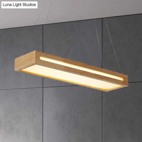 This product is a 23.5" wide box LED pendant light. It is made of wood and has a beige finish. The light comes with a diffuser in warm/white/natural light. It has a remote control stepless dimming feature. The voltage is 110V-120V. The light type is LED.Size: 23.5" Fixture Width: 4" Fixture Height: 3" Bulb Included: Yes Number of Lights: 1 Color: Wood Style: Oriental Material: Wood Fixture Type: With Shade Feature: Hanging Voltage: 110V-120V 220V-240V Bulb Base: SMD Light Type: LED Beige Ceiling, Wood Ceiling Lamp, Wooden Light, Wooden Ceilings, Pool Light, Wooden Lamp, Led Pendant Lights, Modern Pendant Light, Chandelier Pendant Lights