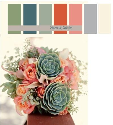 Sage And Salmon Wedding, Coral And Sage Wedding Colors, Olive Green And Coral Wedding, Green And Coral Wedding, Sage Green And Coral Wedding, Sage Coral Wedding, Coral And Green, Green And Coral Wedding Theme, Sage And Coral Wedding