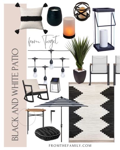 Black And White Patio, Black Patio Furniture, White Patio, Patio Inspiration, Budget Patio, Patio Decorating Ideas On A Budget, Front Porch Decorating, Ideas Patio, Small Balcony Ideas